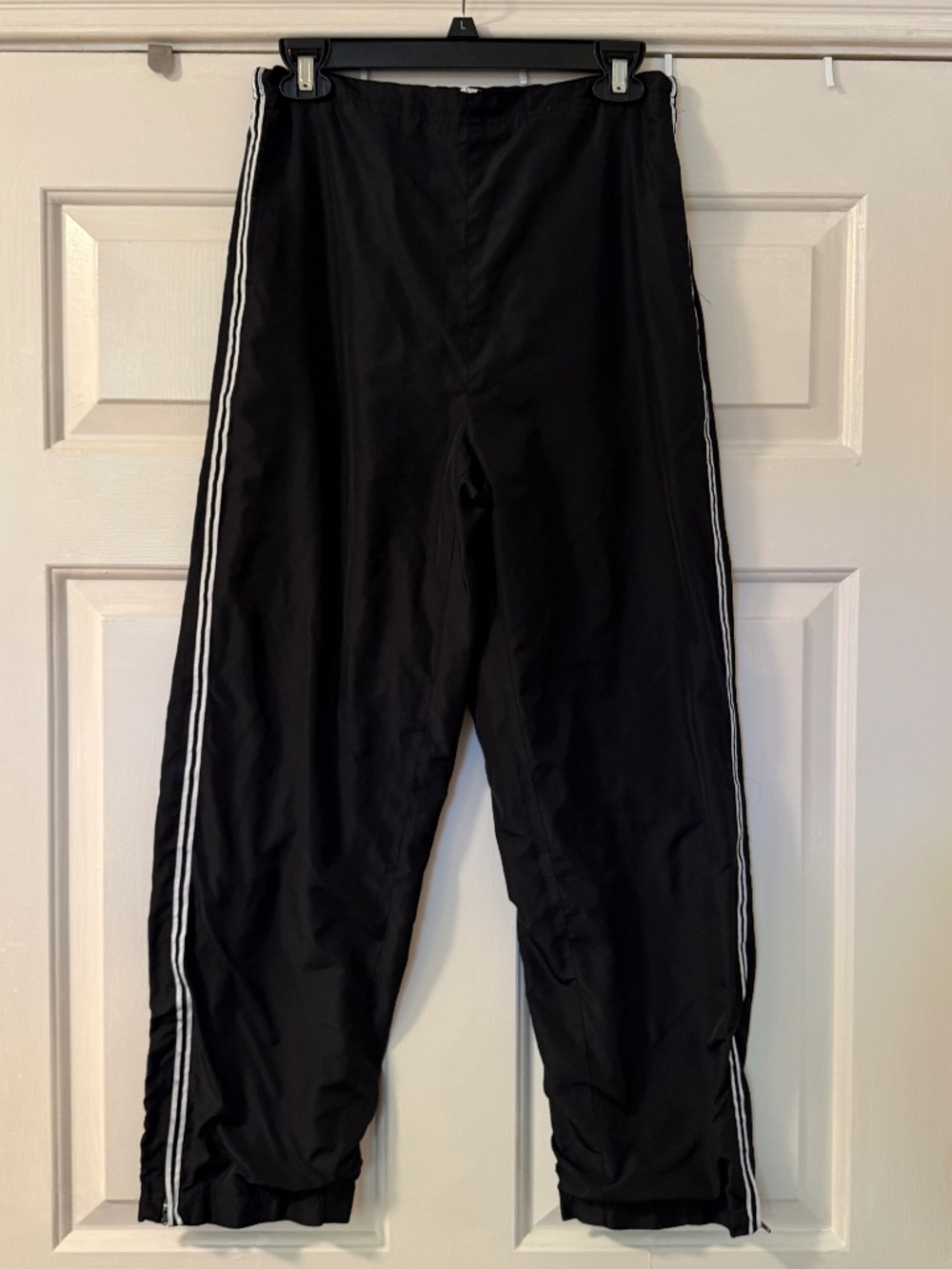 Vintage Oleg Cassini Sport Track Pants Black White Side Stripes Women's Medium